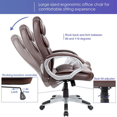 Executive Office Chair met verstelbare hoogte High Back Computer Desk Chair PU leer