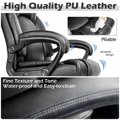Leer gepoleerde Executive Desk Chair met verstelbare hoogte en ergonomische ondersteuning