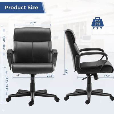 360 draaibaar/hoogteverstelbaar/leunstoel Mid back bureau stoel voor 250 pond gewicht capaciteit