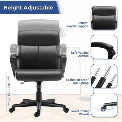 360 draaibaar/hoogteverstelbaar/leunstoel Mid back bureau stoel voor 250 pond gewicht capaciteit