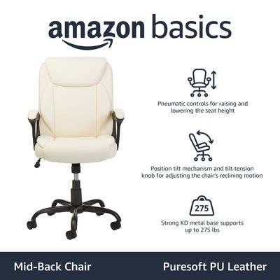 Gaslift Mid-Back Office Computer Desk Chair met Puresoft PU Padding en Metal Frame