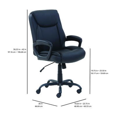 26&quot;D x 23.75&quot;W x 42&quot;H Mid-Back Pure PU Office Computer Desk Stoel met 3 Gas Lift