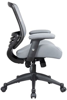 Ergonomische kantoor-computerstoel met arm- en middelsteun met hoogteverstelling Grijs