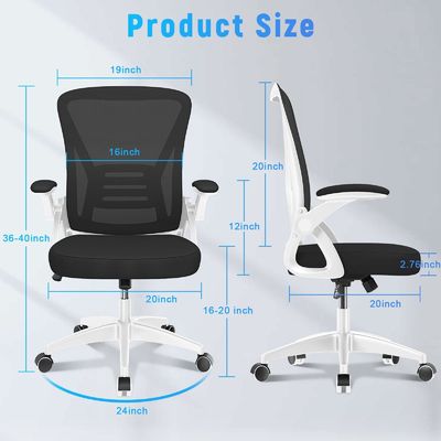 Comfortabele computerstoel midden rug met flip-up armen en lumbale ondersteuning 23.6 pond