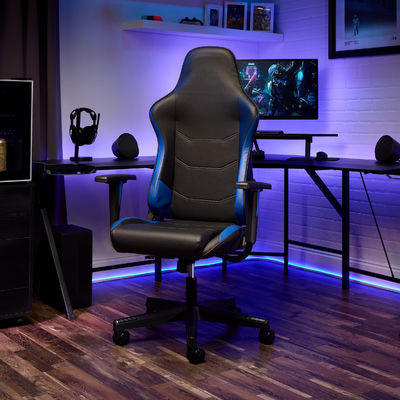Comfortabele ergonomische speelstoel met verstelbaar materiaal en geïntegreerde hoofdsteun