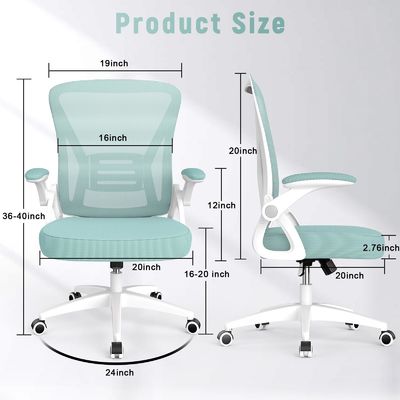 Gepersonaliseerde kleur Mid back office stoel met verstelbare hoogte draaiende en flip-up armen