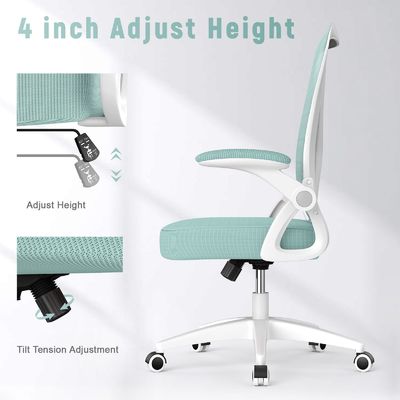 Gepersonaliseerde kleur Mid back office stoel met verstelbare hoogte draaiende en flip-up armen