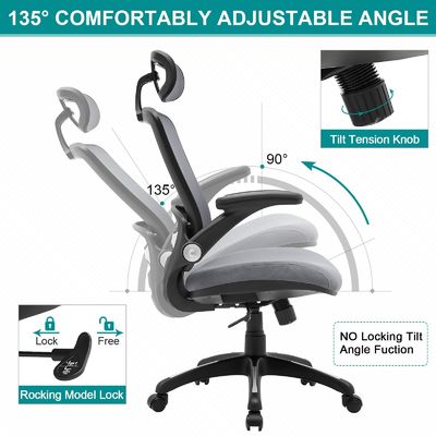 Verstelbare hoogte High Back Mesh Desk Chair met Flip-Up Arms en Modern Design Style