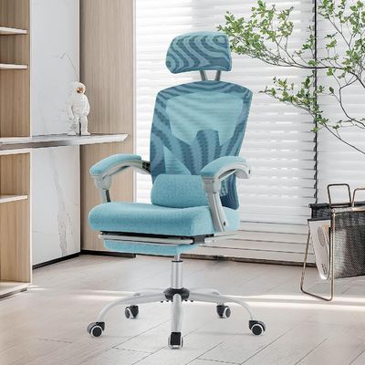 3 Gaslift ergonomische hoge rug kantoorstoel met lumbaal kussen en uittrekbare voetstaand