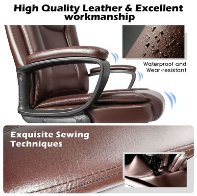 High Back Computer Chair Bruin 400lbs Groot en hoog Management Executive Chair voor kantoor