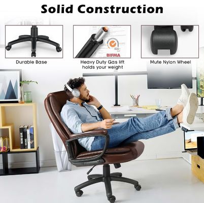High Back Computer Chair Bruin 400lbs Groot en hoog Management Executive Chair voor kantoor