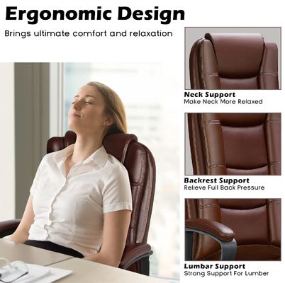 High Back Computer Chair Bruin 400lbs Groot en hoog Management Executive Chair voor kantoor