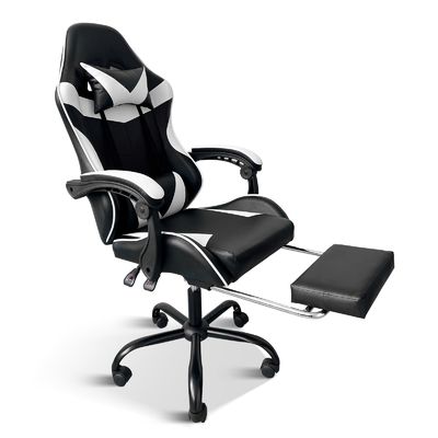 33 pond Stof Ergonomische Computerspelstoel met voetsteun en lumbaal steun