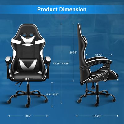 Plastic Seat Material Type Ergonomische videogame stoel met voetensteun en lumbaal steun