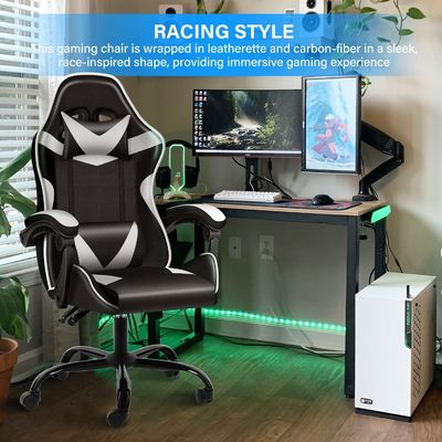 Plastic Seat Material Type Ergonomische videogame stoel met voetensteun en lumbaal steun