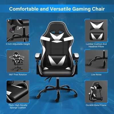 Plastic Seat Material Type Ergonomische videogame stoel met voetensteun en lumbaal steun