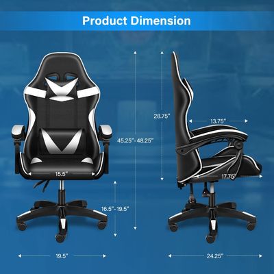 Plastic Seat Material Type Ergonomische videogame stoel met voetensteun en lumbaal steun