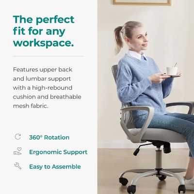 Materiaal Middenrugtask Rolstoel Home Office Desk Stoel met wielen en lendenen steun