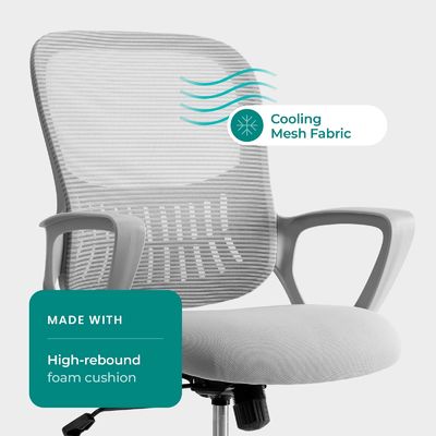 Materiaal Middenrugtask Rolstoel Home Office Desk Stoel met wielen en lendenen steun