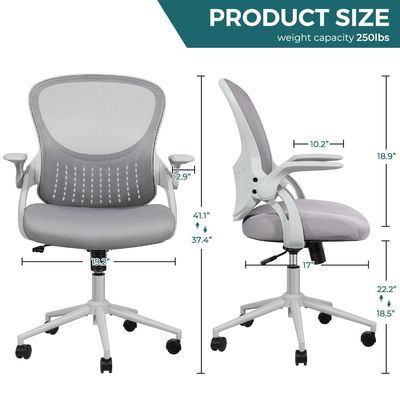 Postverpakking Y Ergonomisch gaasvormig Computerstafelstoel met lumbale steun en opvouwbare armen