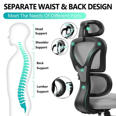 Comfortabele ergonomische kantoorstoel met hoge rug met 3 gaslift en ademend mesh