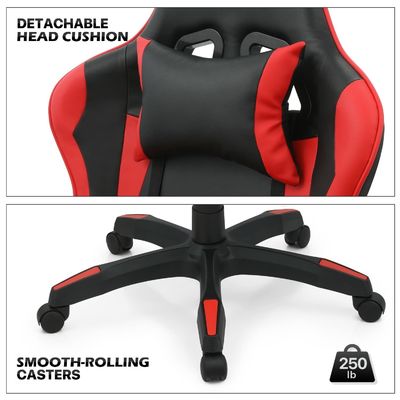 ALINUNU Ergonomische stoel voor computerspelletjes in stof met hoofdsteun en ruggengraat