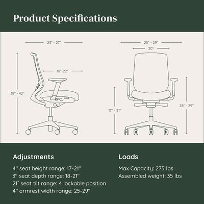 Recliner Function Home Office Stoel met verstelbare lendensteun en 360 draaiend