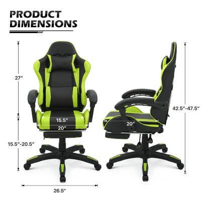 Foam Seat Computerspelstoel met hoofdsteun en lumbaalsteun 25&quot;D x 26.5&quot;W x 42.5&quot;H