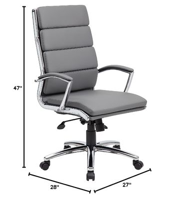 Achterkant Executive Draaibaar kantoor bureau stoel met geribbelde Puresoft bekleding en lumbaal steun