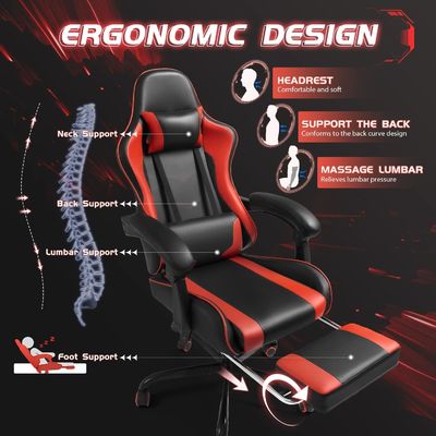 Draaiende stoel ALINUNU Ergonomische computerspelstoelen met massage en lendenen steun