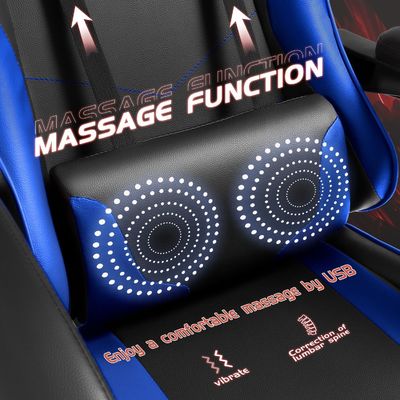 Solid Back Style Ergonomische Spelstoel met Voetsteun en Massage Lumbal Ondersteuning