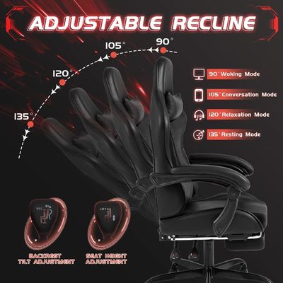 Modern stijl ergonomische computer gaming stoel met voetenrest en massage lumbale ondersteuning
