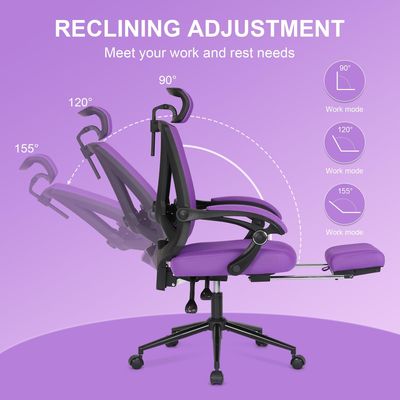 Acceptabele OEM ODM High Back Office Chair met verstelbare 2D Lumbal Support en Voetsteun