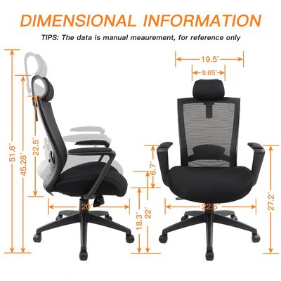 Ergonomische kantorenstoel met dikker kussen en verstelbare hoofdsteun