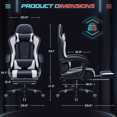 Racing gaming stoel met massage lumbale steun en 360 draaiende stoel 18,5 &quot;D x 23,61&quot; W x 50,4&quot; H