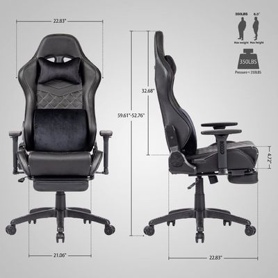 Office gaming stoel met voetsteun hoge rug verstelbare PU leer modern ontwerp