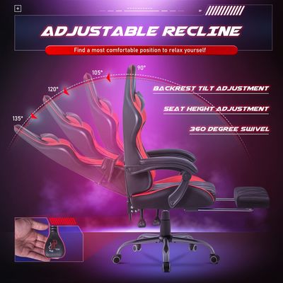 Computerspelruimte Draaiende stoel met massage lumbale steun en ergonomisch hoog rugontwerp