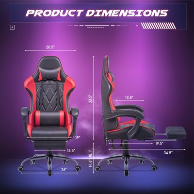 Computerspelruimte Draaiende stoel met massage lumbale steun en ergonomisch hoog rugontwerp