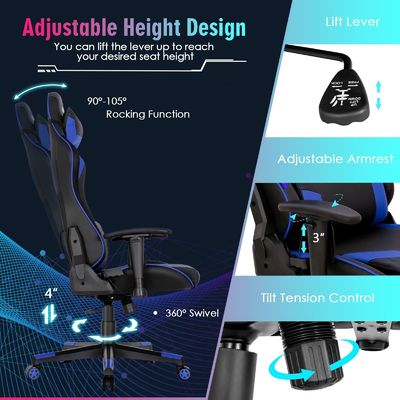 ALINUNU Metal Type Aluminium Racing Ergonomische Spelstoel met verstelbare lendensteun