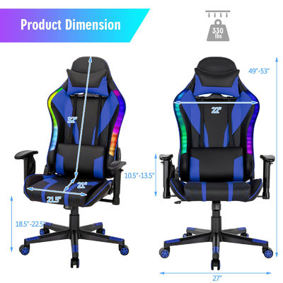ALINUNU Metal Type Aluminium Racing Ergonomische Spelstoel met verstelbare lendensteun