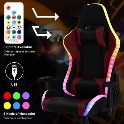 7-punts massage computer kantoor gaming mesh stoel met rgb lichten en verstelbare hoogte