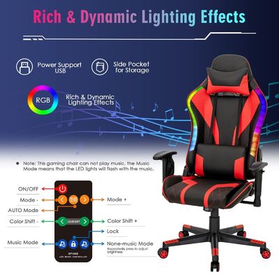 Verbeter uw gaming stoel naar ALINUNU Draaiende stoel met RGB LED-lichten Ergonomisch ontwerp