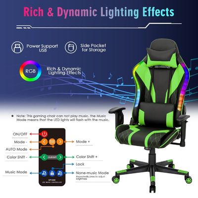 Comfortabele ergonomische RGB-gamingstoel met verstelbaar ontwerp en RGB-LED-lichten
