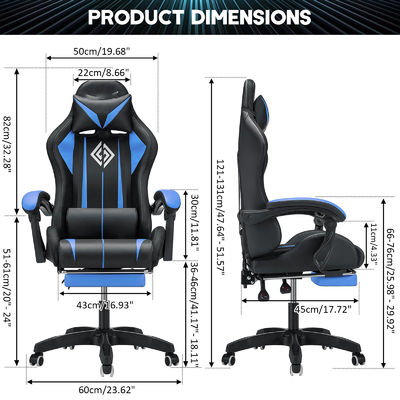 Gepersonaliseerde kleur Ergonomische gaming stoel met LED-lichten Voetsteun en draaibare stijl