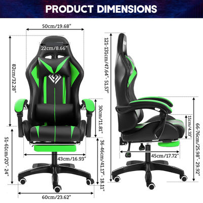 Moderne design ALINUNU Ergonomische computermassage gaming stoel met LED-lichten en voetzorg