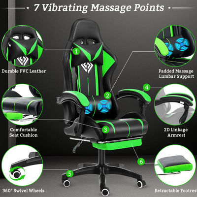 Moderne design ALINUNU Ergonomische computermassage gaming stoel met LED-lichten en voetzorg