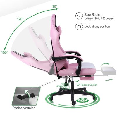 Moderne design Synthetisch leer Ergonomische computerspelstoel met voetenrest ALINUNU
