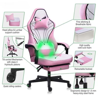 Moderne design Synthetisch leer Ergonomische computerspelstoel met voetenrest ALINUNU