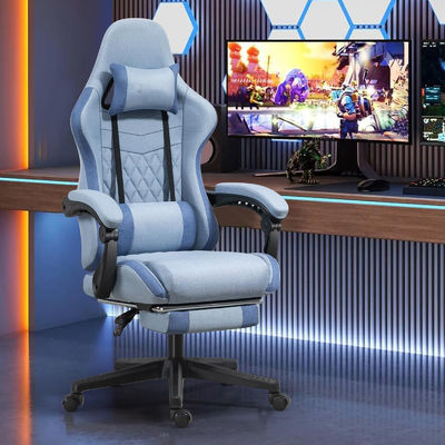 ALINUNU IJzeren metalen draaiende stoel Computerspelstoel met voetenrest en massage