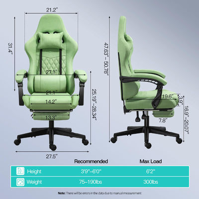 Ergonomische speelstoel met voetensteun en massage Maximaal gewicht aanbevolen 300 pond